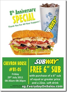 Subway_8_Anniversary_SpecialSingaporeSalesWarehousePromotionSales_thumb Singapore SUBWAY 8th Anniversary FREE Sub Special