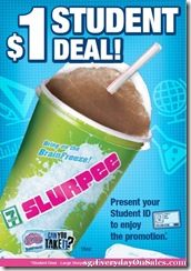 7111LargeSlurpeeStudentDeal_thumb 7-11 $1 Large Slurpee Student Deal