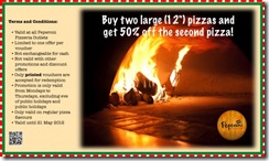 PeperoniPizzeriaSecondPizzaHalfPricePromotion_thumb Peperoni Pizzeria Second Pizza Half Price Promotion