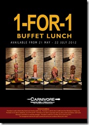 CarnivoreBrazillianChurrascaria1For1BuffetLunchPromo_thumb Carnivore Brazillian Churrascaria 1-For-1 Buffet Lunch Promo