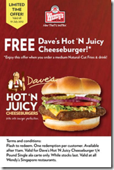 WendysFreeDavesHotJuicyCheeseburgerisBack_thumb Wendy's Free Dave's Hot Juicy Cheeseburger is Back
