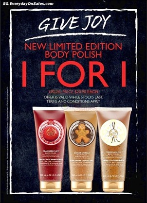 Buy-1-FREE-1-The-Body-Shop-New-Limited-Edition-Body-Polish-Branded-Shopping-Save-Money-EverydayO1 22 November 2012 onwards: The Body Shop Buy 1 FREE 1 Promotion