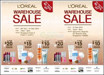 LOreal-Warehouse-Sale-Branded-Shopping-Save-Money-EverydayOnSales_thumb 30 November-3 December 2012: L'Oreal Warehouse Sales