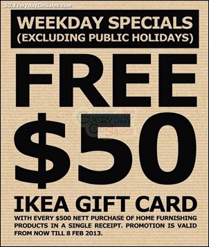 FREE-50-IKEA-Gift-Card-Branded-Shopping-Save-Money-EverydayOnSales_thumb 11 Dec 2012-8 Feb 2013: IKEA FREE $50 Gift Card Promotion