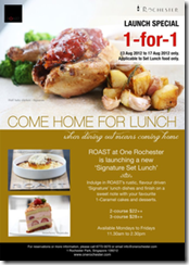 One Rochester 1-For-1 Signature Set Lunch Promotion