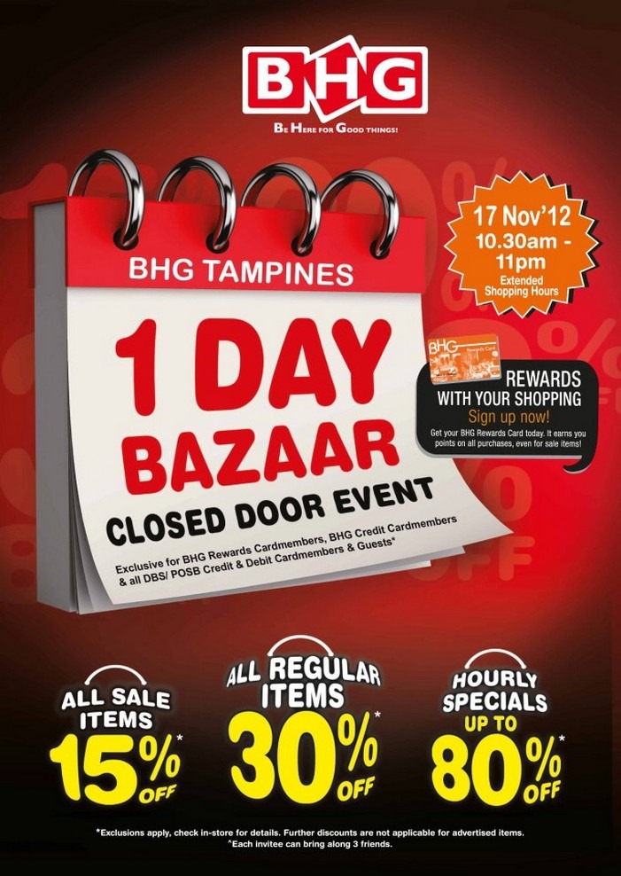 17 November 2012: BHG Tampines 1 Day Closed-Door Bazaar