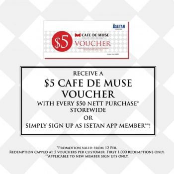 Cafe-De-Muse-Voucher-Promotion-at-ISETAN-Scotts--350x350 15 Feb 2020 Onward: Cafe De Muse Voucher Promotion at ISETAN Scotts