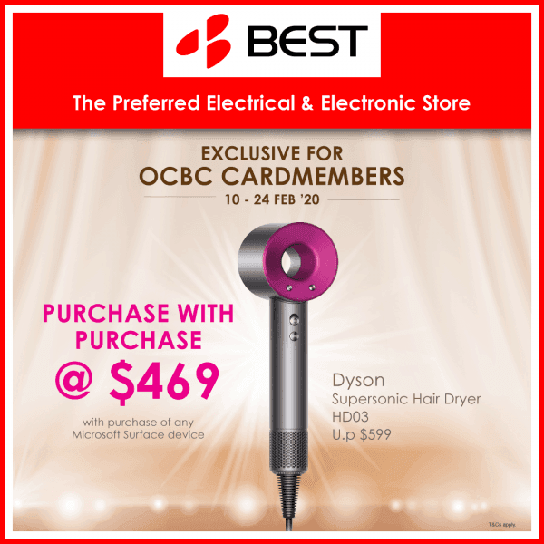 10-24 Feb 2020: Dyson Supersonic Hair Dryer Promotion with OCBC Cardmembers  at BEST Denki - SG.EverydayOnSales.com