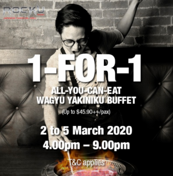 Japanese-Charcoal-Grill-Restaurant-1-for-1-Wagyu-Buffet-Promotion-at-Bugis--350x356 2-5 Mar 2020: Rocku Yakiniku 1-for-1 Wagyu Buffet Promotion at Bugis+