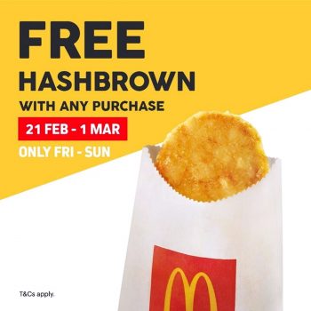 McDonalds-FREE-HASHBROWN-on-Fri-to-Sun-from-21-Feb-1-Mar-2020-350x350 20 Feb-18 Mar 2020: McDonald’s 28 Days of Deals Promotion: 1-for-1 deals, $1 Cappuccino/Latte, FREE Hashbrown!!