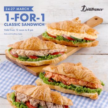 Delifrance-1-for-1-Classic-Sandwich-Promo-350x350 24-27 Mar 2020: Delifrance 1 for 1 Classic Sandwich Promo