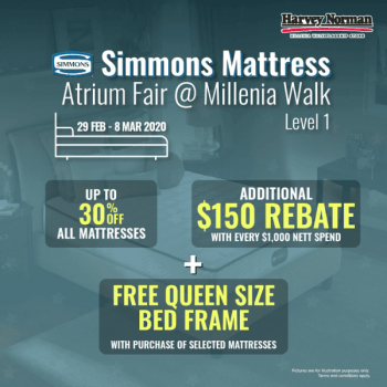 Harvey-Norman-Simmons-Mattress-Atrium-Fair-at-Millenia-Walk-350x350 2-8 Mar 2020: Harvey Norman Simmons Mattress Atrium Fair at Millenia Walk