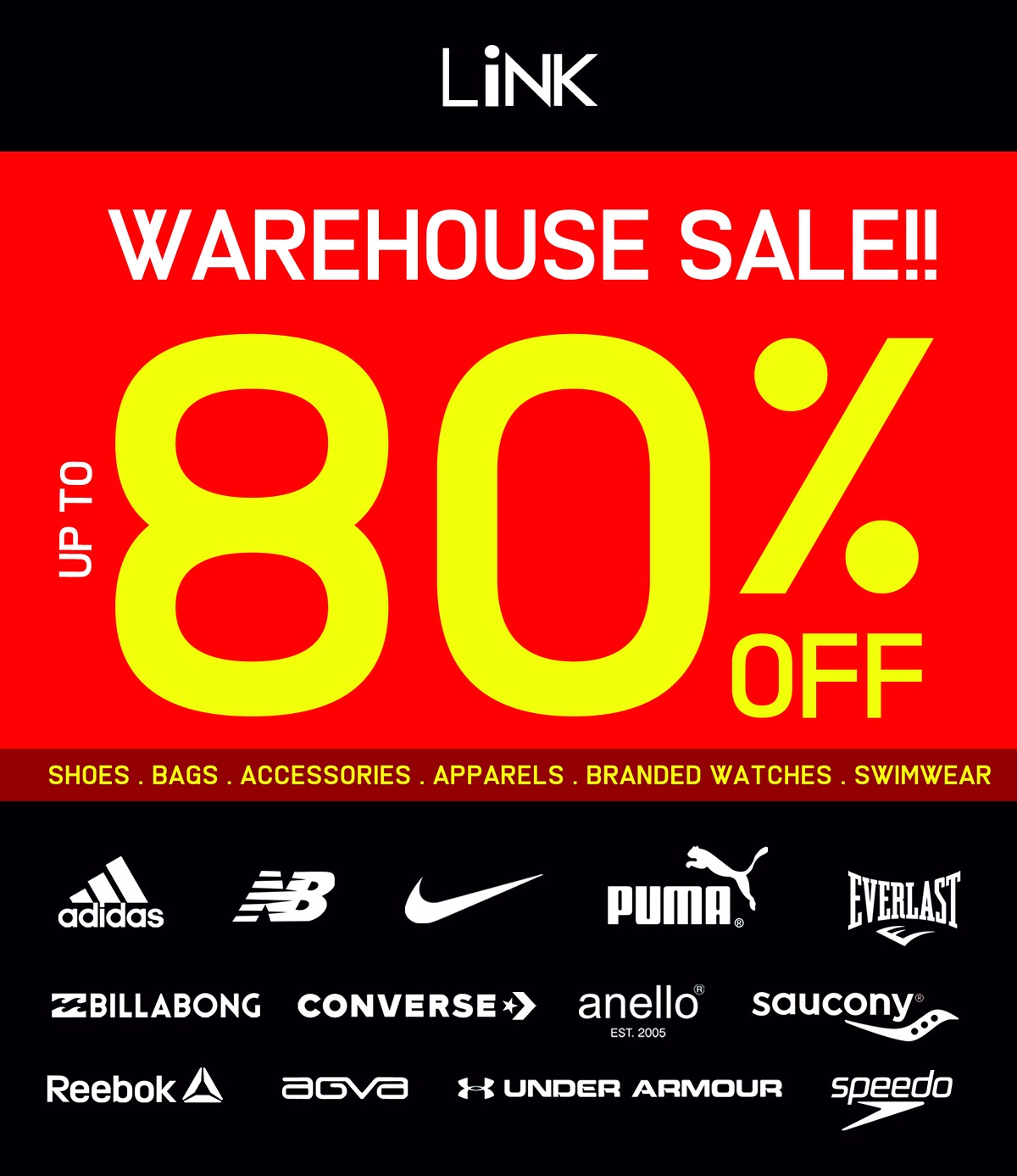 MAIN-IMAGE 5-8 Mar 2020: LINK Warehouse Sale at Link (THM) Building! Up To 80% Off Branded Sports & Watches!