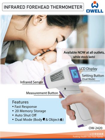 Owell-Infrared-Forehead-Thermometer-Promo-350x467 31 Mar 2020 Onward: Owell Infrared Forehead Thermometer Promo