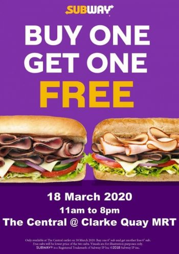 Subway-1-for-1-Re-Opening-Promo-at-The-Central-350x495 18 Mar 2020: Subway 1-for-1 Re-Opening Promo at The Central