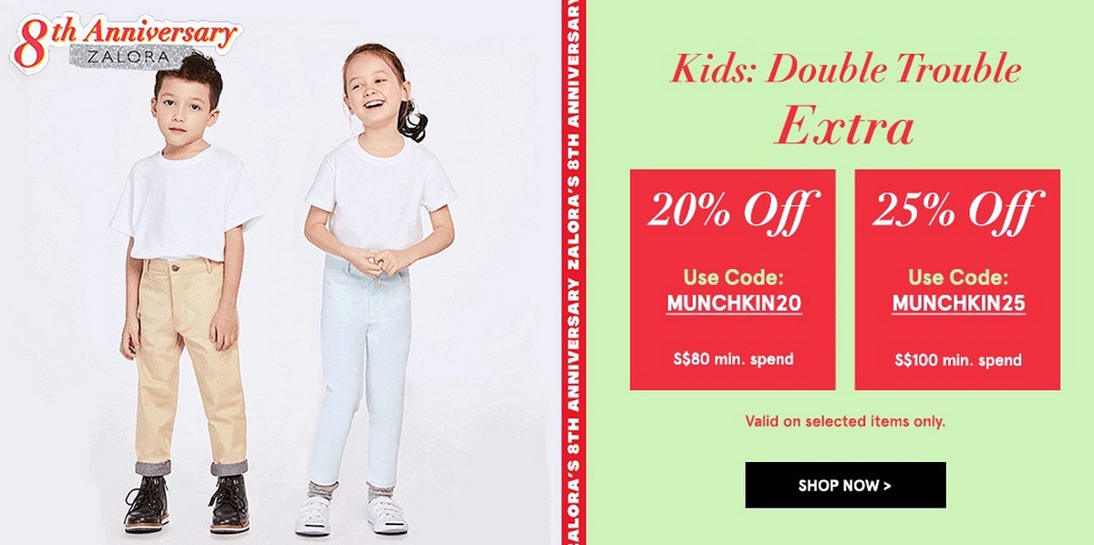 Buy-KIDS-FASHION-Online-ZALORA-Singapore Now till 5 May 2020: ZALORA 8th Birthday Sale Promo Code! Up to 80% off+Extra Birthday Anniversary Offers!