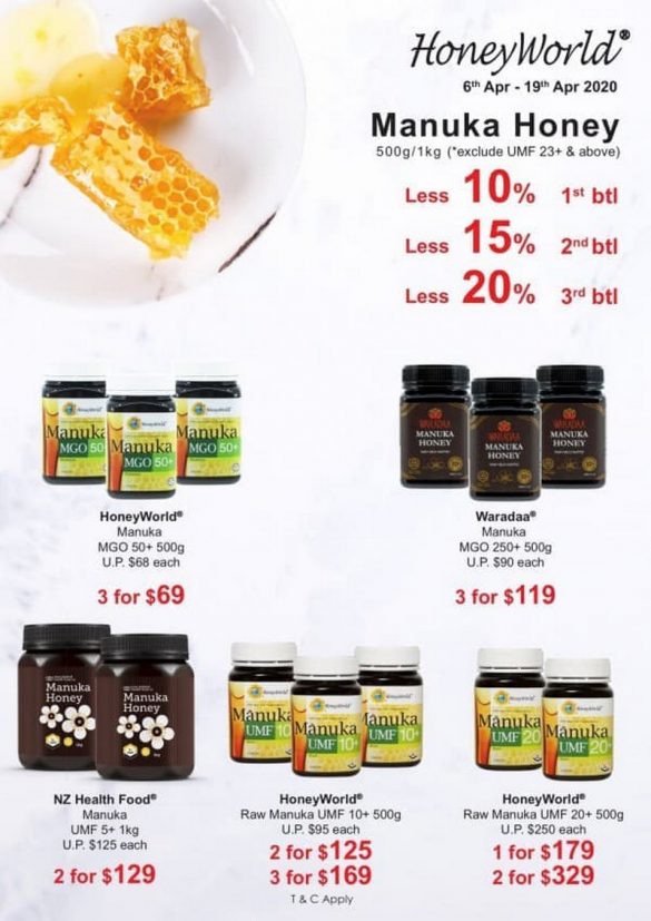 Now till 19 Apr 2020 HoneyWorld Manuka Honey Promo SG