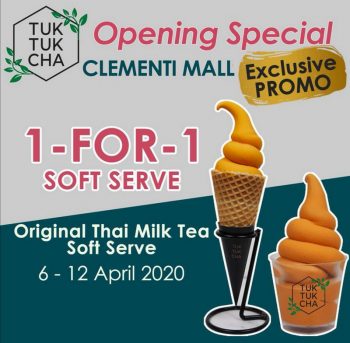 Tuk-Tuk-Cha-1-for-1-Thai-Milk-Tea-Soft-Serve-at-Clementi-Mall-350x343 6-12 Apr 2020: Tuk Tuk Cha 1-for-1 Thai Milk Tea Soft Serve at Clementi Mall