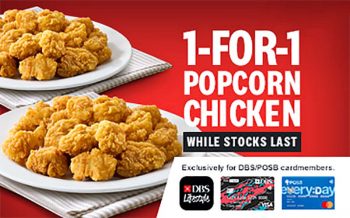 KFC-1-for-1-Popcorn-Chicken-Promotion-350x218 No till 30 Jun 2020: KFC 1-for-1 Popcorn Chicken Promotion with DBS or POSB cards