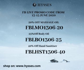 HYSSES-FB-Live-Promo-Code-350x293 13-15 Jun 2020: HYSSES FB Live Promo Code