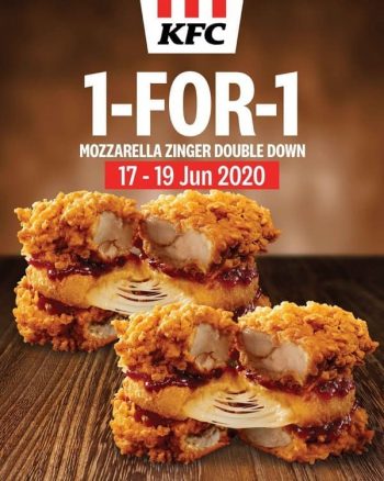 KFC-1-for-1-Ala-Carte-Mozzarella-Zinger-Double-Down-Promotion-350x438 17-19 Jun 2020: KFC 1-for-1 Ala Carte Mozzarella Zinger Double Down Promotion