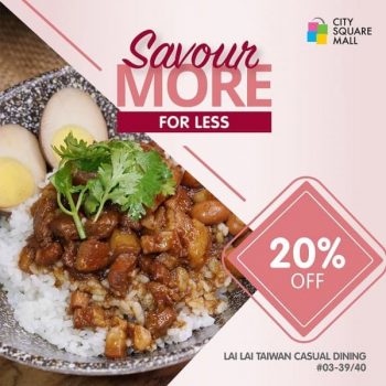 Lai-Taiwan-Casual-Dining-20-Off-All-Items-Promotion-at-City-Square-Mall--350x350 30 Jun 2020: Lai Taiwan Casual Dining 20% Off All Items Promotion at City Square Mall