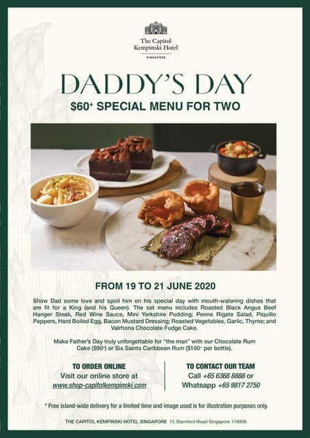 19-21 Jun 2020: The Capitol Kempinski Hotel Father’s Day Promotion - SG ...