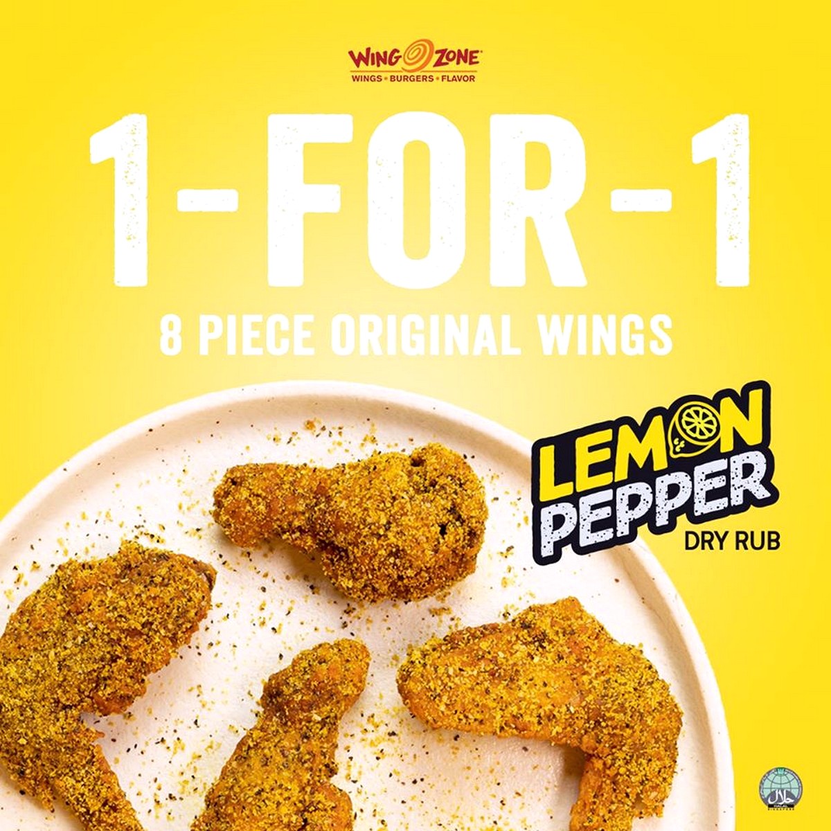 Wing-Zone-New-Lemon-Pepper-Dry-Rub-1-For-1-Promotion-Singapore-2020-Food-Offers Now till 31 July 2020: Wing Zone 1-For-1 Promo for 8 Pcs Original Wings!