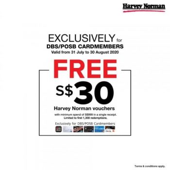 Harvey-Norman-Exclusively-For-DBSPOSD-Cardmembers-Promotion-350x350 14-30 Aug 2020: Harvey Norman Exclusive DBS/POSD Cardmembers Promotion