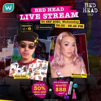 Bed-Head-Live-Stream-Promotion-at-Watson-350x350 30 Sep 2020: Bed Head Live Stream Promotion at Watson