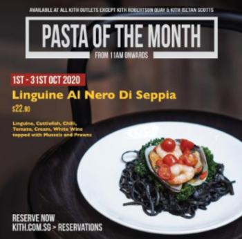 Kith-Cafe-Pasta-of-The-Month-Linguine-Al-Nero-Di-Seppia-@-22.90-Promotion-350x346 1-31 Oct 2020: Kith Cafe Pasta of The Month Linguine Al Nero Di Seppia @ $22.90 Promotion