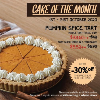 Kith-Cafe-Pumpkin-Spice-Tart-Promotion-350x349 1-31 Oct 2020: Kith Cafe Pumpkin Spice Tart Promotion