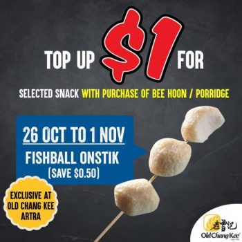 Old-Chang-Kee-Artra-Opening-Promotion-Top-Up-1-for-Fishball-OnStik-350x350 26 Oct-1 Nov 2020: Old Chang Kee Artra Opening Promotion Top Up $1 for Fishball OnStik