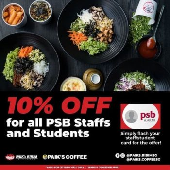 Paiks-BiBim-PSB-Staffs-and-Students-Promotion-350x350 27 Oct 2020 Onward: Paik's BiBim PSB Staffs and Students Promotion at Citylink Mall