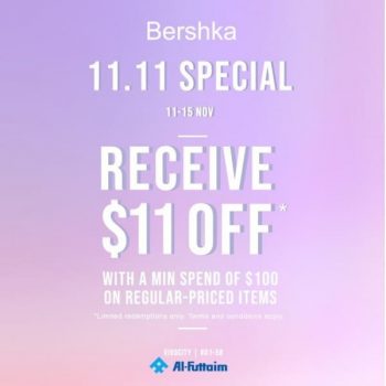 Bershka-11.11-Special-Promotion-at-VivoCity--350x350 12-15 Nov 2020: Bershka 11.11 Special Promotion at VivoCity
