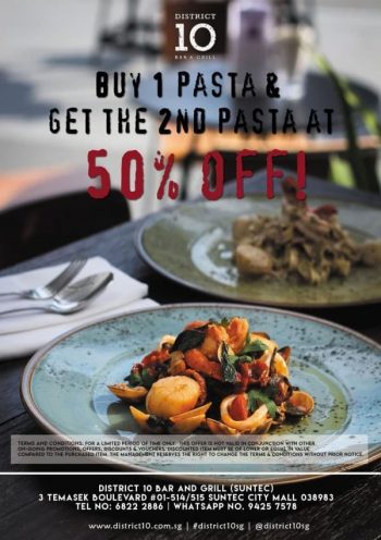 District-10-Bar-Restaurant-Buy-1-Get-2nd-Pasta-Promotion--350x496 28 Nov 2020 Onward: District 10 Bar & Restaurant Buy 1 & Get 2nd Pasta Promotion