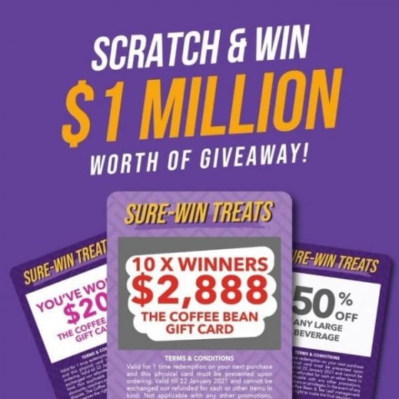 30 Dec 2020 Onward The Coffee Bean & Tea Leaf Gift Card Giveaways SG