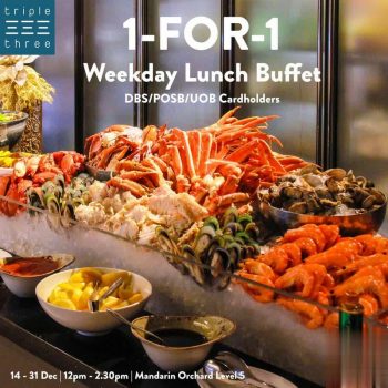 Triple-Three-1-For-1-Weekday-Lunch-Buffet-Promo-350x350 14-31 Dec 2020: Triple Three 1-For-1 Weekday Lunch Buffet Promo