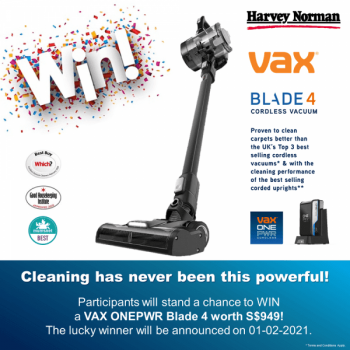 Harvey-Norman-Vax-Blade-4-Giveaways-350x350 6-17 Jan 2021: Harvey Norman Vax Blade 4 Giveaways