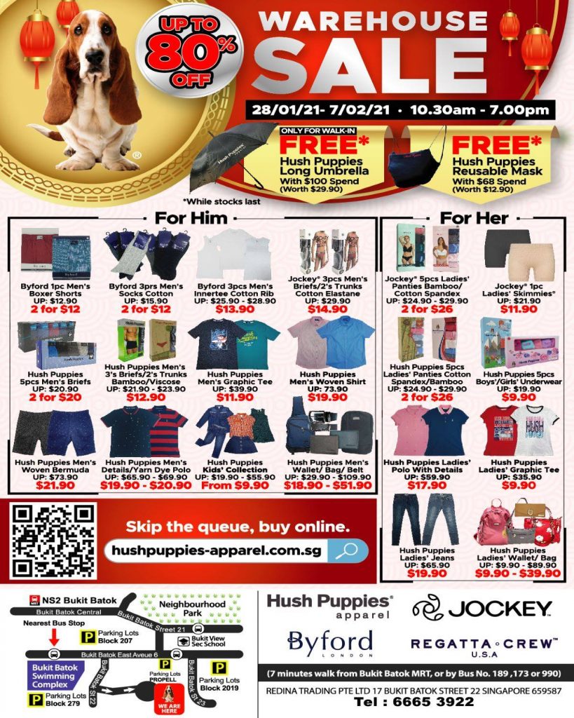 28 Jan7 Feb 2021 Hush Puppies Apparel Warehouse Sale at Bukit Batok