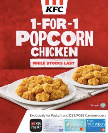 KFC-1-FOR-1-Popcorn-Chicken-Promotion-with-DBSPOSB-Cards-350x429 15 Feb-10 Mar 2021: KFC 1-FOR-1 Popcorn Chicken Promotion with DBS/POSB Cards
