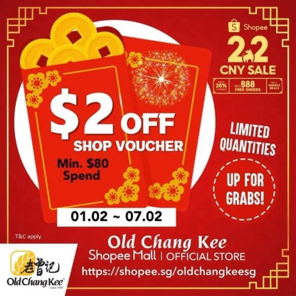 Old-Chang-Kee-CNY-Sale 1-7 Feb 2021: Old Chang Kee CNY Sale on Shopee! $2 OFF Shop Voucher up for Grab Now!
