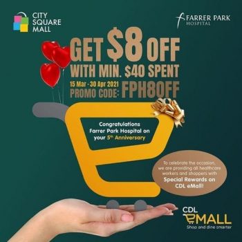 City-Square-Mall-5th-Anniversary-Promotion-350x350 23 Mar-30 Apr 2021: CDL e-Mall $8 OFF Promo Code for Farrer Park Hospital 5th Anniversary Celebration