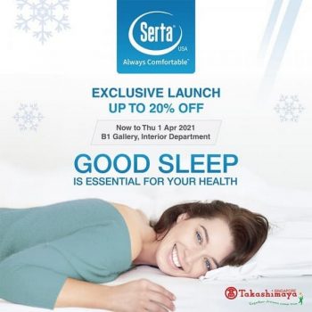 SERTA-20-off-Promo-at-Takashi-350x350 Now till 1 Apr 2021: SERTA 20% off Promo at Takashimaya