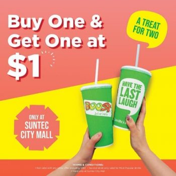 Boost-Juice-Bars-Buy-One-Get-One-@-1-Promotion-350x350 3-9 Apr 2021: Boost Juice Bars Buy One Get One @ $1 Promotion at Suntec City Mall