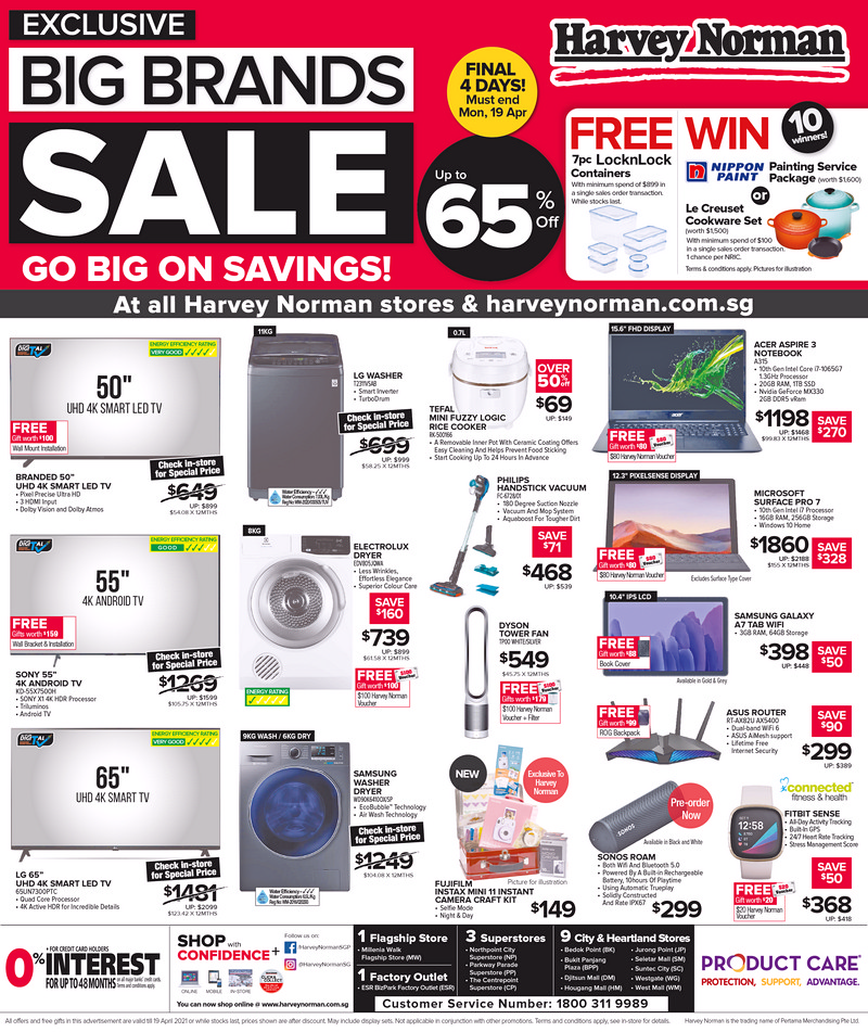 Exclusive-Big-Brands-Sale_15-April-2021 19-23 Apr 2021: Harvey Norman Exclusive Bid Brand Sale! Up to 65% OFF!