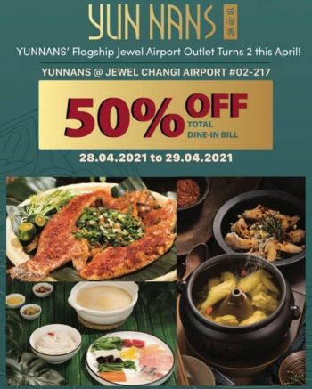 Yun-Nans-50-Off-Dine-in-Bill-Promotion-350x437 28-29 Apr 2021: Yun Nans Second Anniversary Promotion at Jewel Changi Airport