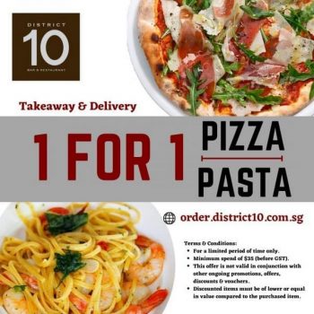 District-10-Bar-Restaurant-1-for-1-Pizza-Pasta-Promo-350x350 Now till 13 Jun 2021: District 10 Bar & Restaurant 1 for 1 Pizza & Pasta Promo