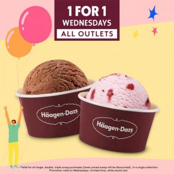 Haagen-Dazs-1-For-1-Wednesdays-Promotion--350x350 19 May 2021: Haagen-Dazs 1 For 1 Wednesdays Promotion