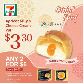 7-Eleven-Pablo-Apricot-Jelly-Cheese-Cream-Puff-Roll-Cake-Promotion-350x350 1 Jun-6 Jul 2021: 7-Eleven Pablo Apricot Jelly Cheese Cream Puff / Roll Cake Promotion